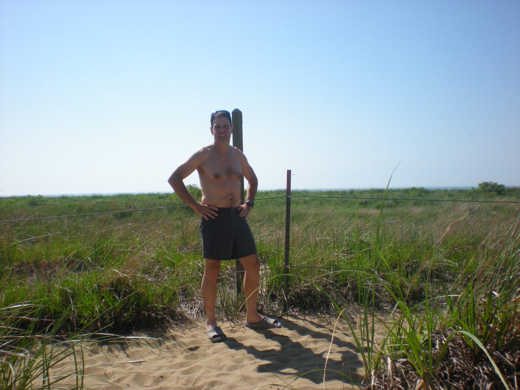 Joe at sand dunes after swimming at Headlands Beach in Mentor, Ohio.