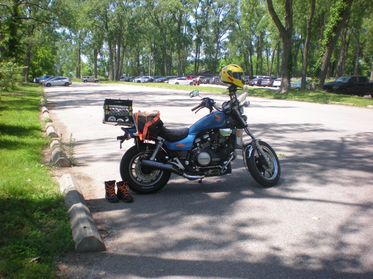 Took My Beautiful Lady to Headlands Beach, Naked, for Summer Solstice Weekend Maggie, naked (without saddlebags) at Headlands Beach in Mentor, Ohio on solstice weekend 2025. She is my 1984 Honda Magna v65 motorcycle.