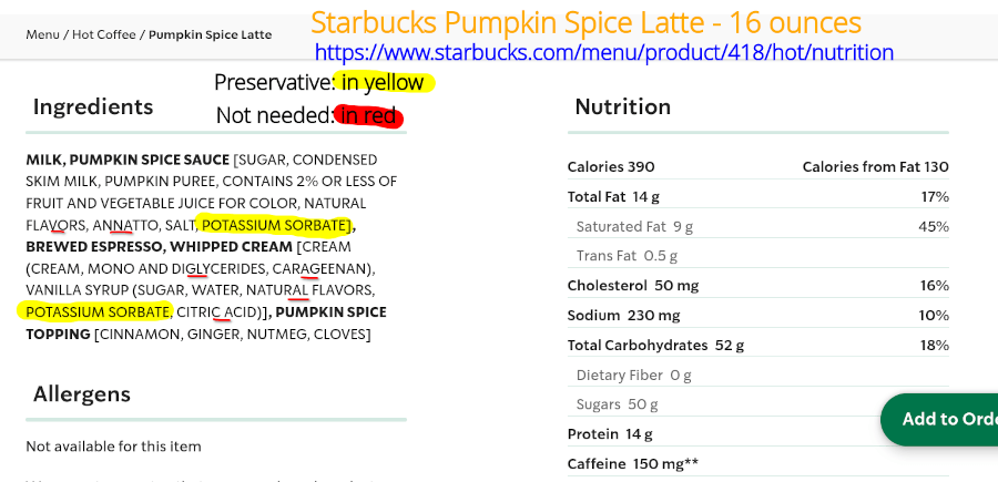 Nutritional facts of the Pumpkin Spice Latte made by Starbucks. Nutritional facts of the Pumpkin Spice Latte made by Starbucks.