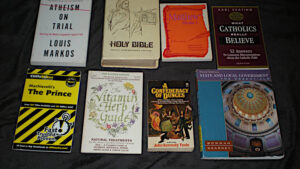 Eight books from the Menagerie by AWL thrift shop in Niles, Ohio.