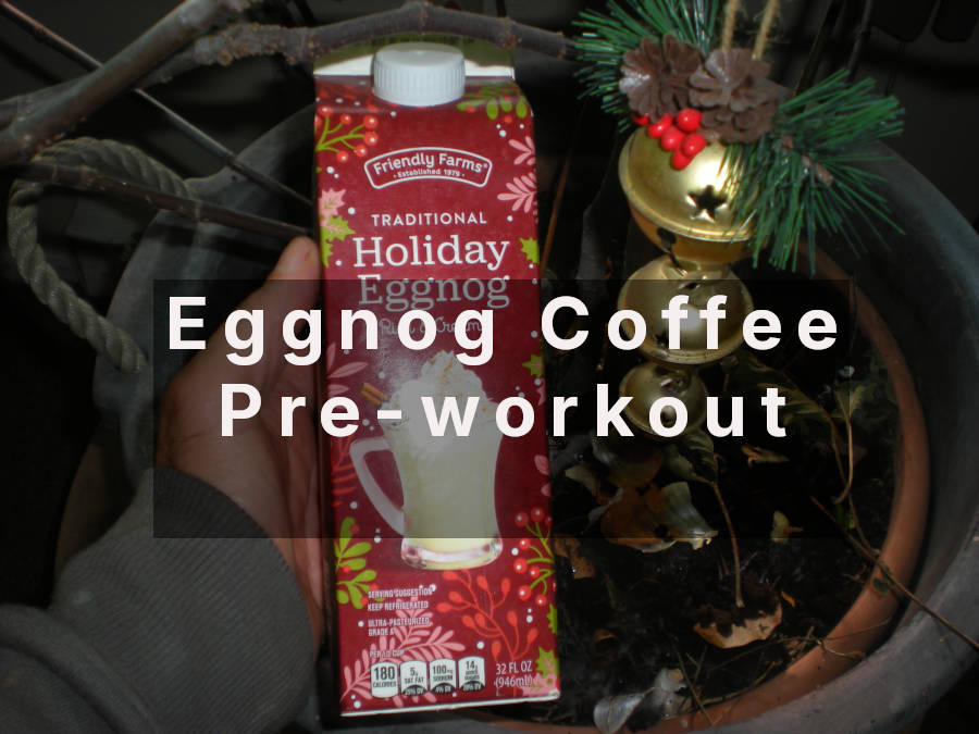 Holiday eggnog to make coffee pre-workout. Joey AF's holiday eggnog to make eggnog coffee pre-workout. My fig tree, decorated for Christmas, is in the background.