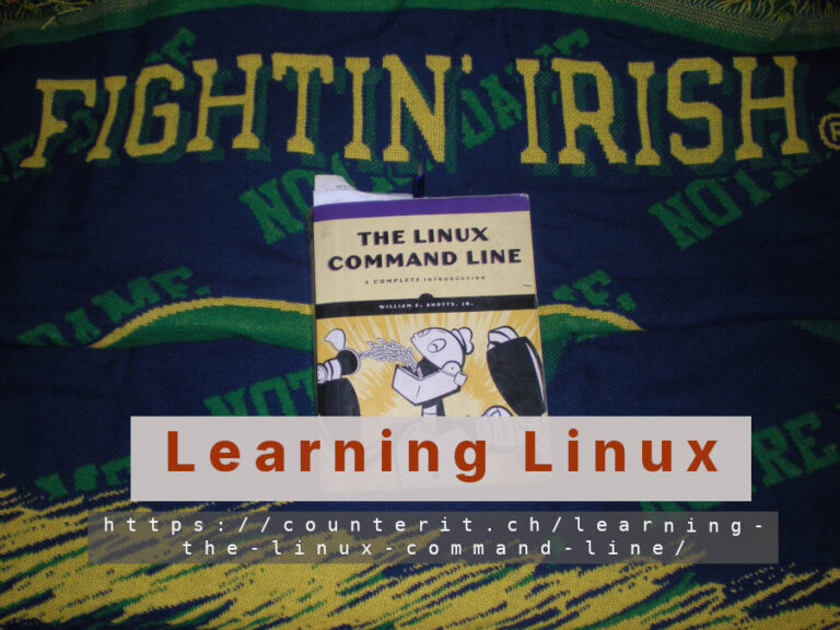 Learning The Linux Command Line Leaning Linux, a book: The Linux Command Line (1st Ed. 2022) by William Shotts. Notre Dame Fighting Irish background.