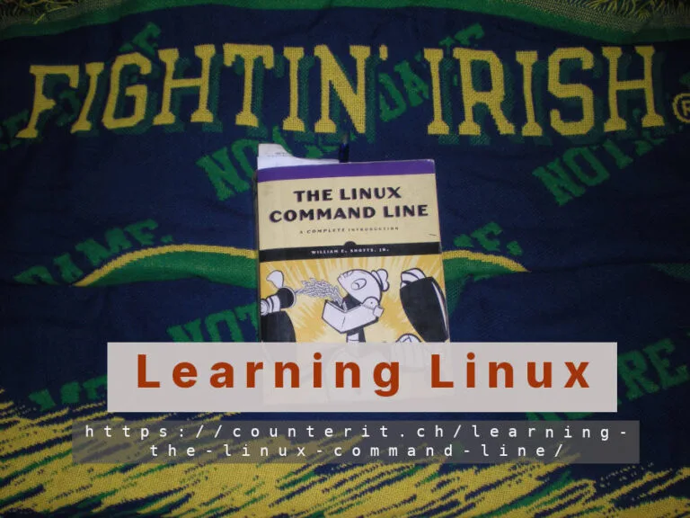Learning The Linux Command Line Leaning Linux, a book: The Linux Command Line (1st Ed. 2022) by William Shotts. Notre Dame Fighting Irish background.