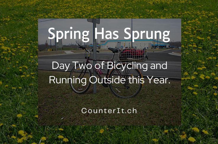 Spring has Sprung in Northeast Ohio. Day two of bicycling and running outside this year at the Greenway Trail. The new Amazon distribution center is in the background.